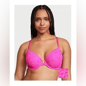 Victoria's Secret hot pink Sexy Tee Lightly Lined Front-Close Lace Demi